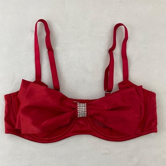 Victoria's Secret Dream Angels Red Satin Bow Bling Sling Push Up Bra - Picture 6 of 12